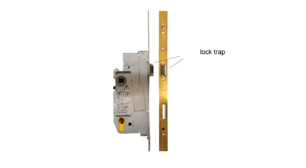Lock latch in side and front view